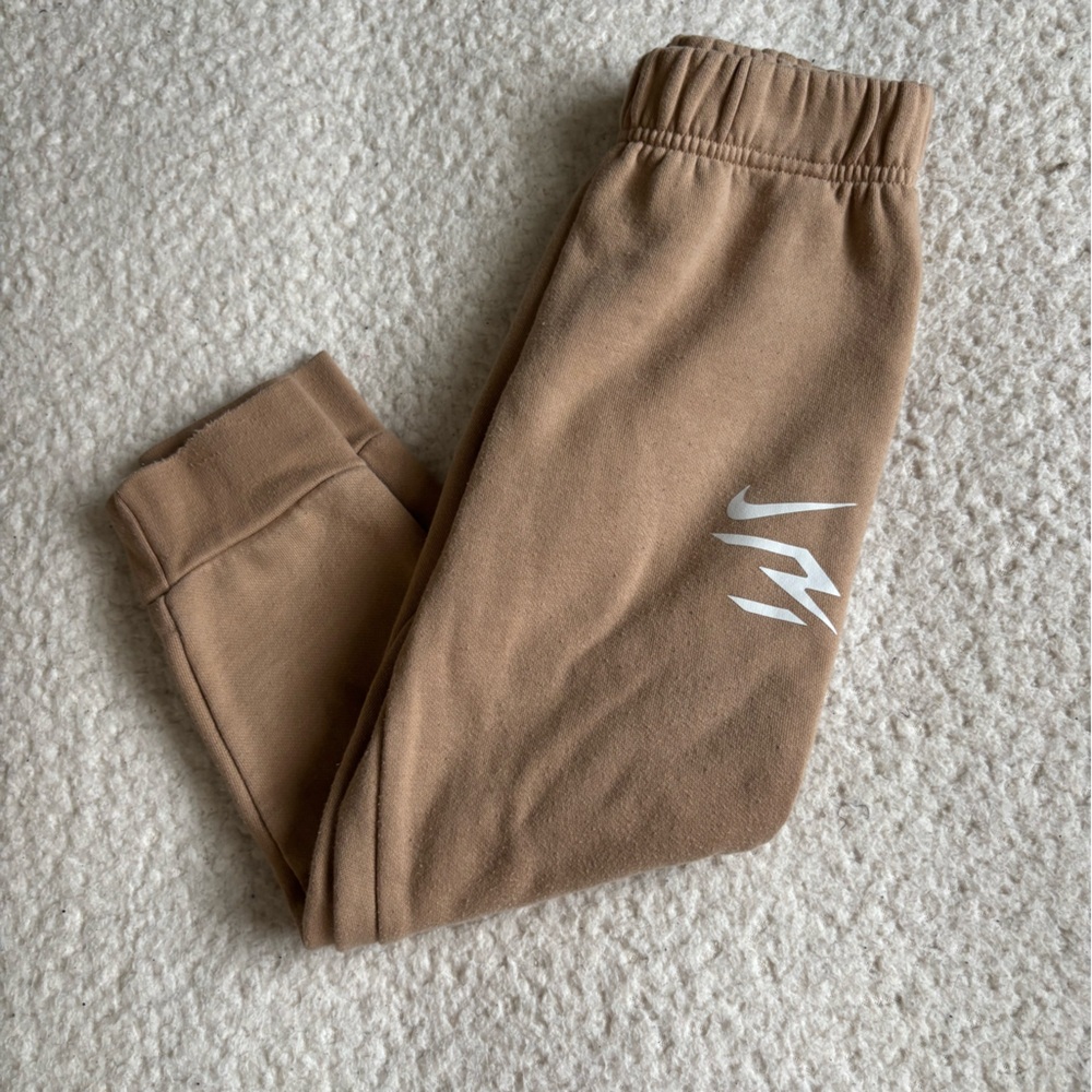 Brown Joggers with White Nike Logo